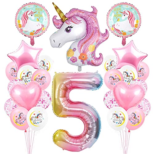 Floatdream Decorazione Di Compleanno, Palloncini Decorativi, Palloncini 5 Anni, Per La Decorazione Di Unicorno, Compleanno Per Bambini, Palloncino 5 C
