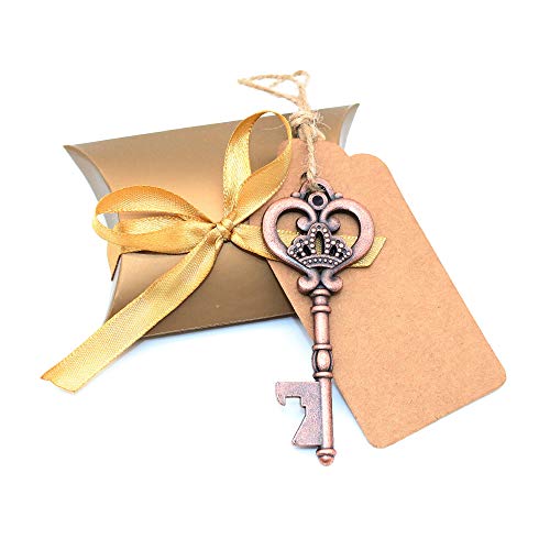 Biteyi Chiave Apribottiglie Per Matrimonio,Bomboniere Skeleton Key Bottle Openers Con Scatola Di Caramelle E Tag Card,Decorazioni Di Festa Retrò,30 Pe
