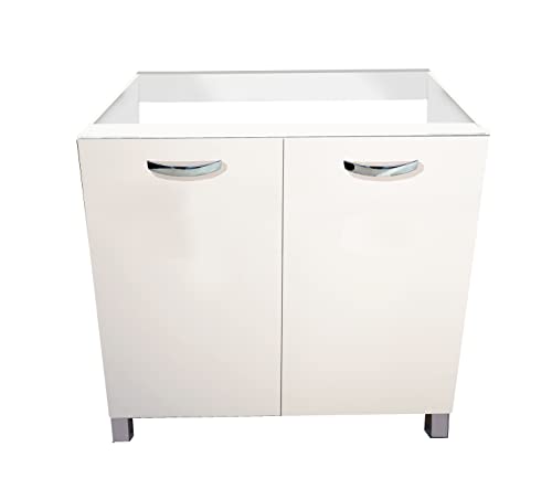 Arredo Stock Mobile Sottolavello Con 2 Ante, Modello Soft, Bianco Da 80 Cm.