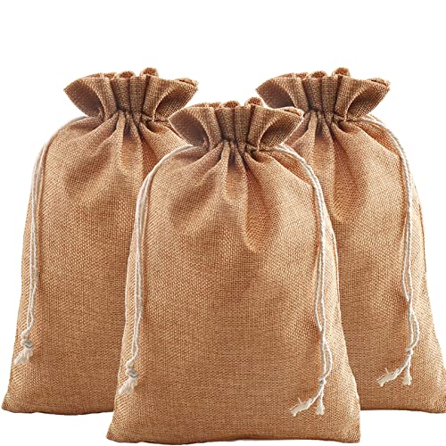 Dahi 12 Pz Sacchetti Di Iuta 20X30 Cm, Sacchettini Regalo Di Lino Con Coulisse, Per Matrimoni Feste Calendario Avvento (Marrone Scuro)