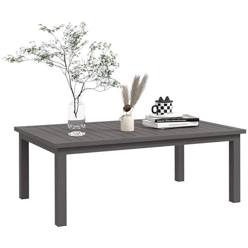 Outsunny Tavolino Da Caffè Per Esterni, Tavolo Rettangolare Per Terrazza E Casa In Alluminio Effetto Legno, 100X60Cm, Marrone