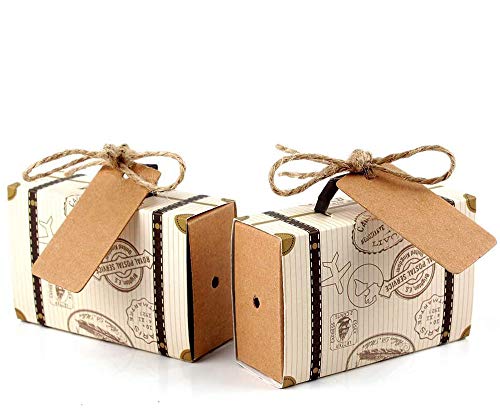 Killow 100 Pz Scatoline Scatole Portaconfetti Viaggio Valigia Carta Kraft Regalo Bomboniere Per Festa Anniversario Laurea