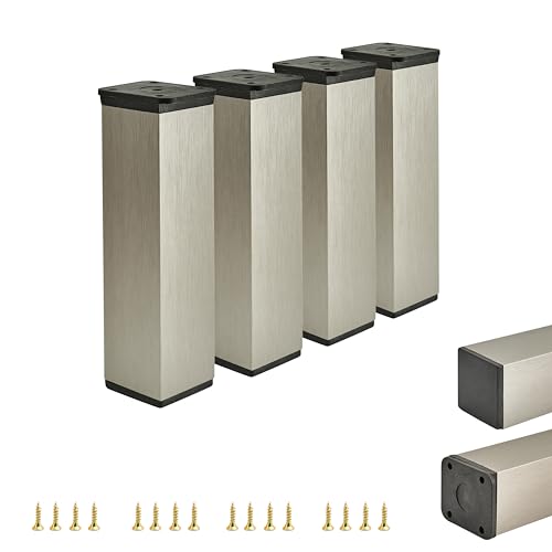 Alusfera Piedini Per Mobili In Metallo - Piedini Regolabili In Altezza - Gambe Per Mobili - Base In Alluminio - Piedi Per Mobili 4 Pezzi - Piede Regol