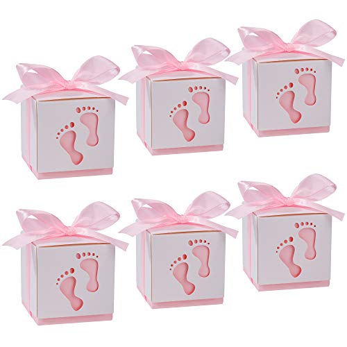 Scatole Portaconfetti Comunione Per La Doccia Per Neonati, 50Pcs Regalo Box Di Carta Con Nastrino, Decorazione Per Il Compleanno Dei Neonato Bambini,