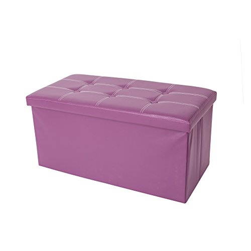 Rebecca Mobili Pouf Poggiapiedi Puffo Contenitore Poltrona Sgabello Rettangolare Viola 38 X 76 X 38 Cm (Cod. Re4903)