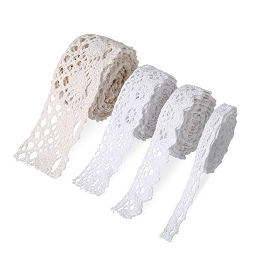 Vintage Lace Ribbon White 40 Metri Cotton Beige Lace Ribbon Nastro Decorativo Pizzo Decorativo Tessuto Lace Trim Vintage Lace Trim Crochet Trim Per Cr