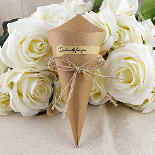 Ruiywen 50 Coni Portaconfetti Kraft Carta Coni Portariso Matrimonio Scatoline Bomboniere Per Caramella Confetti Riso Per Nozze Comunione Battesimo Com