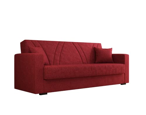 Arredo Stock Divano Letto Tre Posti, 214X89X81 Cm (Red)