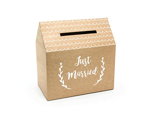 P&D Pudtm7-031 - Card Box Matrimonio In Carta Kraft Con Scritta Bianca Just Married