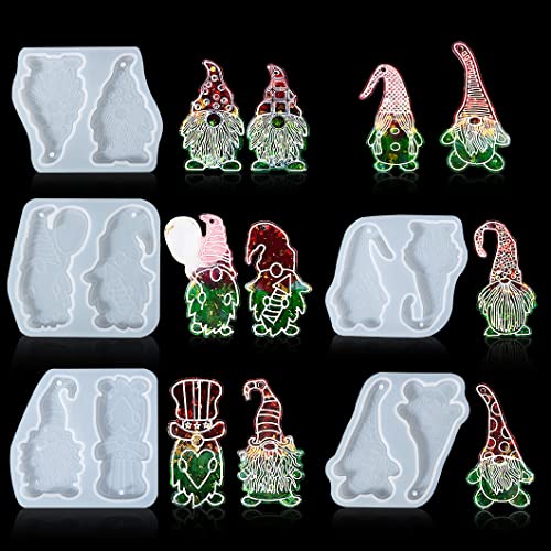 Rolin Roly 5Pcs Stampo In Silicone Babbo Natale Stampi In Resina Appeso Tag Albero Natale Stampo Gioielli Per Colata Per Ornamento Fai Da Te Per Decor