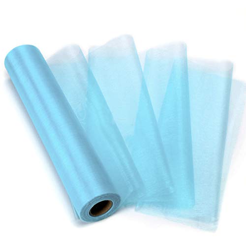 Nastro Di Organza In Rotolo, Organza Decorativo Bobina, Rotolo Di Stoffa Di Tulle, Nastro Tulle Per Matrimoni, Natale, Feste E Decorazioni (Cielo Blu)