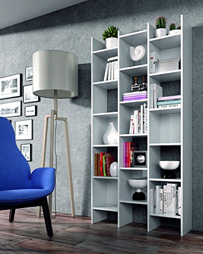 Dmora Libreria A Scaffali Quadrati, Colore Bianco Artik, Cm 96 X 25 X H192