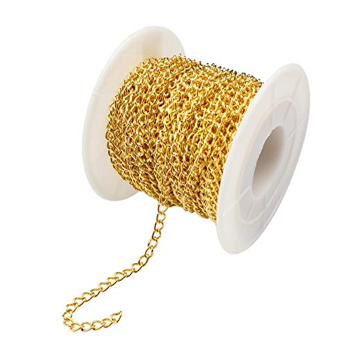 Yapithome 10M Catenina Collane Fai Da Te Catene Collane Per La Creazione Di Gioielli, Lavori Di Fai Da Te, Gioielli Collana Catena Sostituire(D'Oro)
