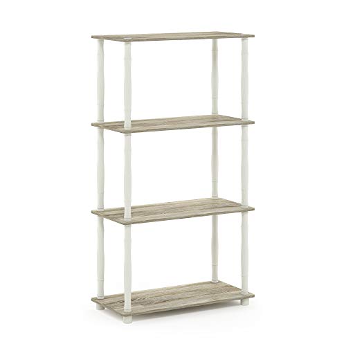 Furinno Turn-N-Tube Libreria A 4 Piani, Rovere Sonoma (Sonoma Oak/White), 109.86 X 29.46 X 59.94 Cm