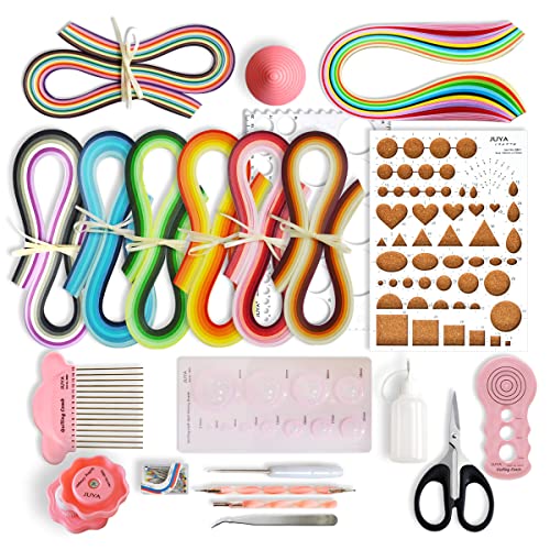 Juya Paper Quilling Kit Con 960 Strisce E 13 Strumenti(Rosa, Larghezza Carta 5Mm)