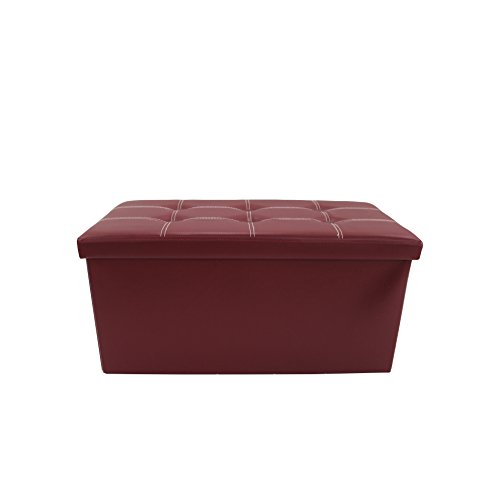 Rebecca Mobili Pouff Con Coperchio, Puffo Seduta In Ecopelle, Pieghevole, Per Ingresso Camera Da Letto - Misure 37 X 76 X 38 Cm (Hxlxp) - Art. Re6158