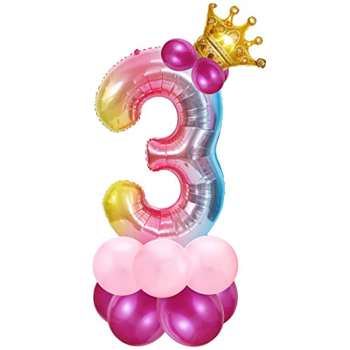 Foil Palloncini Numeri 3 Rosa, Palloncini Compleanno 3 Anno, Palloncino Numero 3, Palloncini Pompleanno 3 Bambina, Feste Decorazione Di Compleanno Pal