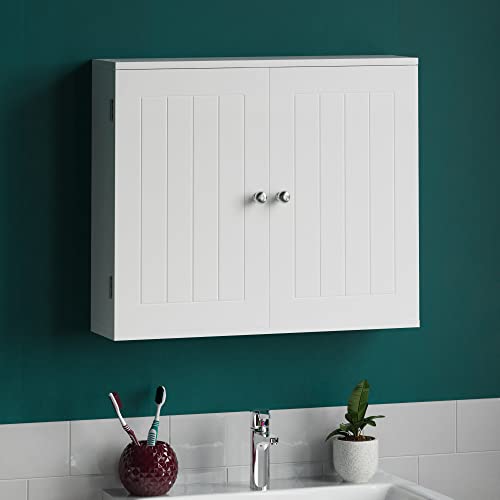 Bath Vida Vida Designs-Mobiletto Da Bagno A Doppia Anta Da Parete, Colore: Bianco, Holz