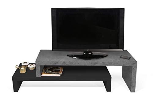 Symbiosis Cliff Mobile Tv Allungabile, Effetto Cemento E Nero, 125/235X38X20/40 Cm