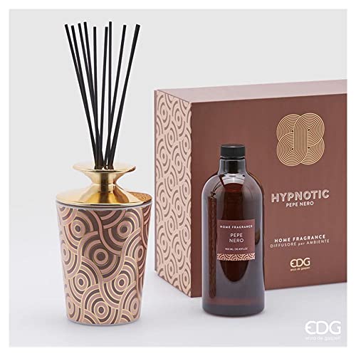 Edg Enzo De Gasperi Profumatore Per Ambienti Casa Con Bastoncini, Bottiglia In Ceramica Lucida Hypnotic Midnight Garden 900Ml 4 Varianti Pepe Nero