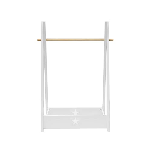Rebecca Mobili Appendiabiti Per Bambini, Guardaroba A Giorno, Bianco, Mdf Pino, Per Cameretta Montessori, Con Ripiano - Misure Hxlxp: 118 X 82 X 42 Cm