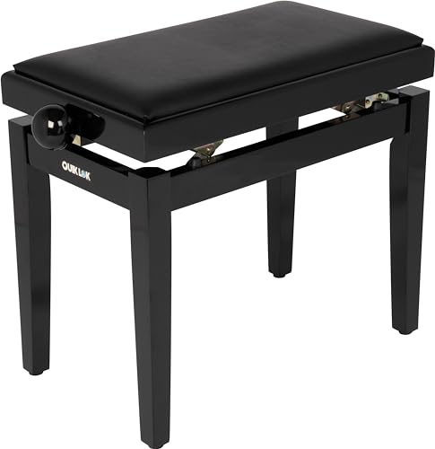 Quik Lok - Pb/100 Bk L Panca In Legno Per Pianoforte, Con Seduta In Sky Nero, Rivestimento Durevole, Altezza Regolabile Da 48 A 57 Cm, Versione In Fin
