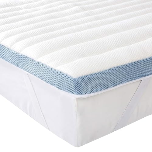 Amazon Basics - Topper Piazza E Mezzo 135 X 190 Cm In Memory Foam, 5 Cm Coprimaterasso Con Angoli Elastici, Bianco