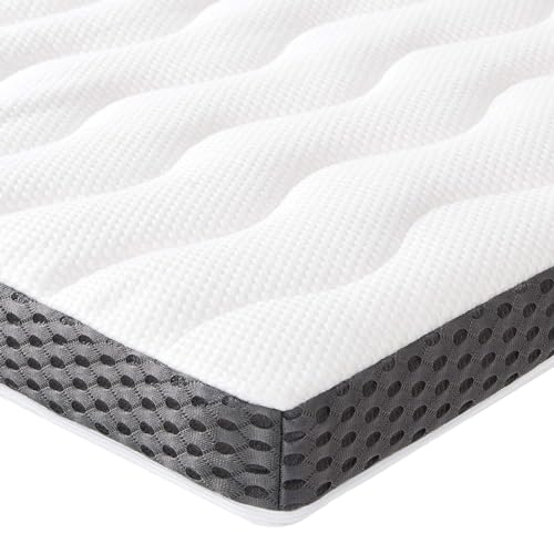 Amazon Basics - Topper Singolo 80 X 190 Cm In Memory Foam, 7 Cm Coprimaterasso, Bianco