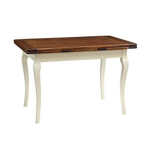 Biscottini Tavolo Allungabile Sala Da Pranzo 120X80 Cm | Tavolo Cucina Allungabile In Legno Massello Made In Italy