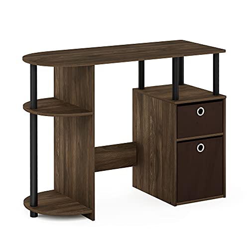 Furinno Jaya Simplistic Scrivania Per Computer, Legno, Marrone (Columbia Walnut/Black/Dark Brown), 39.5 X 97.51 X 72.29 Cm