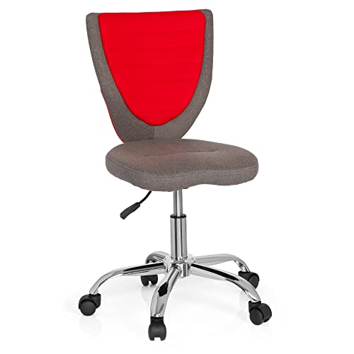 Hjh Office 670610 - Sedia Da Ufficio Girevole Per Bambini Kiddy Comfort, Con Tessuto A Rete, Colore: Grigio E Rosso
