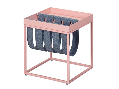 Inter Link Tavolino Con Portariviste, Metallo, Rosa, 35 X 35 X 40 Cm