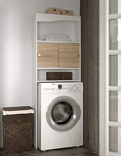 Symbiosis Wave Mensola Sopra Il Wc Bianco E Rovere Naturale 64,3X19,2X177 Cm