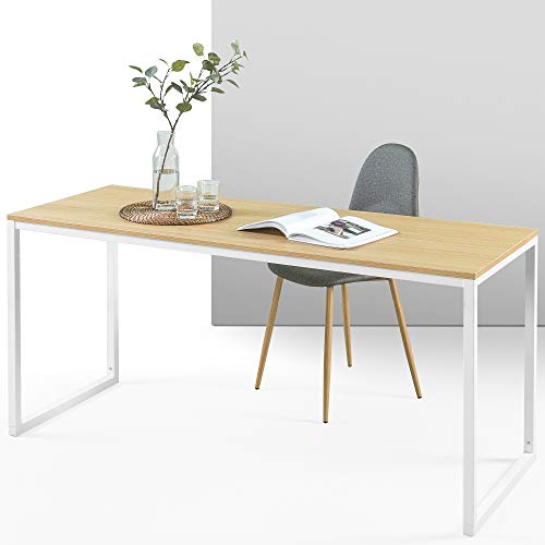 Zinus Jennifer Tavolo 160X61X74 Cm - Scrivania Moderna In Metallo E Legno - Scrivania Per Computer - Marrone E Bianco
