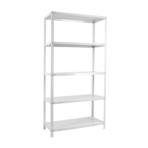 Simonrack Scaffale Metallo Garage, 5 Ripiani, 75 Kg Di Punto Di Flessione, 1800X800X400 Mm, Con Viti, Scaffale Garage, Bianco - Advantage