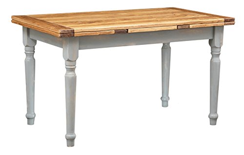 Biscottini Tavolo Legno Massello Di Tiglio Grigio 140X80X80 Cm Made In Italy | Tavolo Da Pranzo Allungabile | Tavolo Allungabile Legno