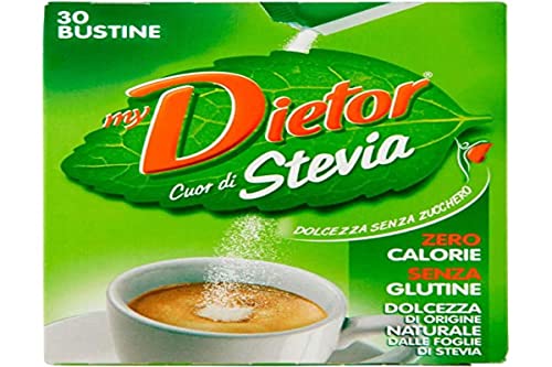 Dietor - Mydietor Cuor Di Stevia Dolcificante Naturale Con Estratto Di Stevia 0 Kcal, Senza Glutine - Astuccio Da 30 Bustine