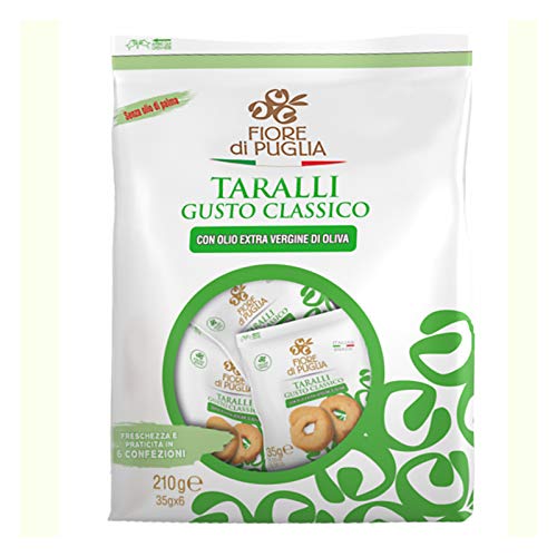 Taralli Fiore Di Puglia Classico Snack 6 Bustine Da 35 Gr Crackers Salatini