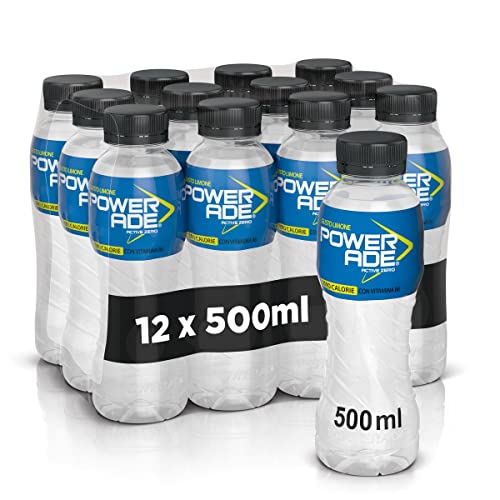Powerade Active Zero – 12 Bottiglie Da 500 Ml, Bevanda Analcolica Non Gassata, Senza Calorie, Bottiglia Ergonomica In Pet 100% Riciclabile, Con Edulco