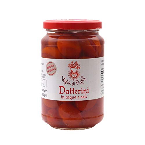 Voglia Di Puglia Datterini Artigianali In Acqua E Sale Confezionato Con Metodi Tradizionali Senza Conservanti Gluten Free 300 Grammi 6 Barattoli