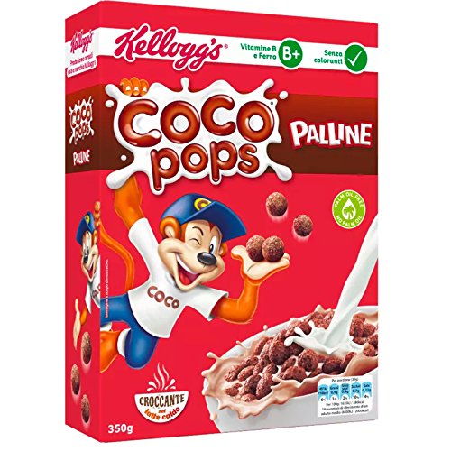 Cereali Kellogg'S Coco Pops Palline 375 Gr Cacao Latte Colazione Riso Soffiato