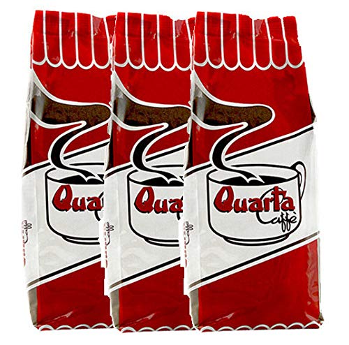 Quarta Caffè Rossa Macinato Miscela Caffè Arabica E Robusta 500 G Aroma Deciso Ed Energico - 3 Buste Fine Blend Of Coffee Processed In Salento, Apulia