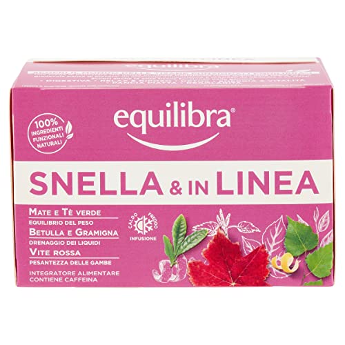 Equilibra Integratori Alimentari Tisane, Tisana Snella E In Linea, 100% Ingredienti Funzionali Per L'Equilibrio Del Peso Corporeo, A Base Di Mate E Tè