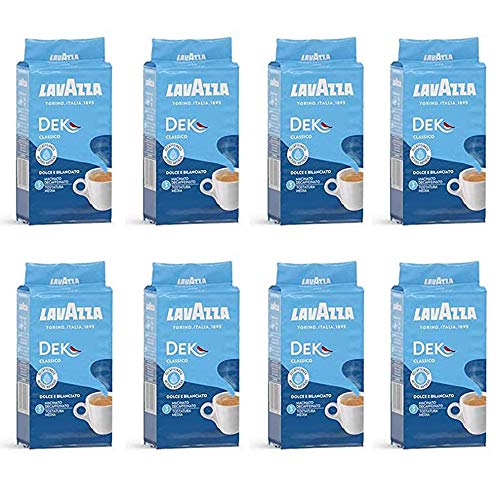 8X Lavazza Dek Caffè Italiano Macinato 250G Caffeina Gratis!