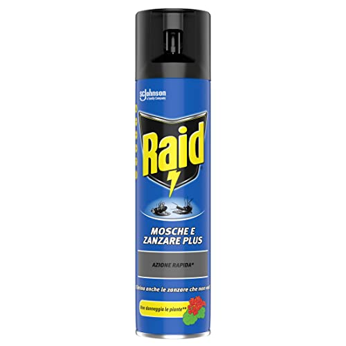 Raid Mosche E Zanzare Spray Insetticida, Antizanzare E Antimosche, Azione Rapida, 1 Confezione Da 400 Ml