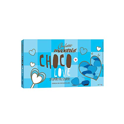 Confetti Maxtris Choco Love - Cuoricini Sfumati Con Cioccolato Al Latte (Celesti)