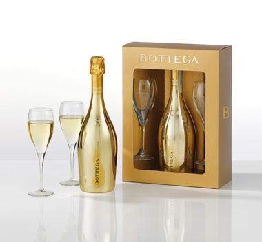 Confezione Gold Prosecco Bottega Cl 75 + 2 Calici River 14 Cl