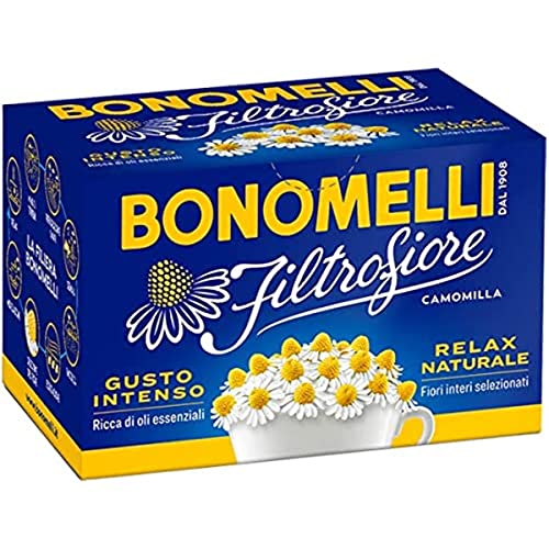 Bonomelli Camomilla Filtrofiore 14 Bustine, Con Tutte Le Parti Del Fiore, Solo Capolini Interi Selezionati, Aroma Ricco E Avvolgente, Infuso Rilassant