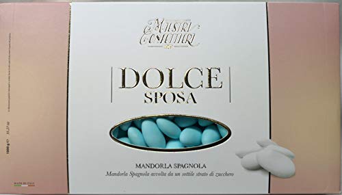 1Kg Confetti Prisco Dolce Sposa Gold Confetto Celeste Con Mandorla 35 Spagnola
