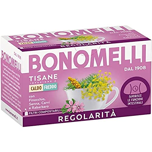 Bonomelli Tisane Funzionali, Regolarità, Confezione Da 16 Filtri, Con Finocchio, Rabarbaro, Senna E Tamarindo, Integratore Alimentare, Favorisce Le Fu